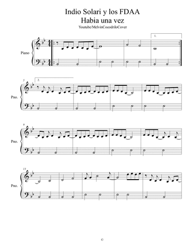 Piano TUTORIAL FACIL | Indio Solari - Habia Una Vez | COVER PIANO SOLO (arr. Melvin Cocodrilo Cover)