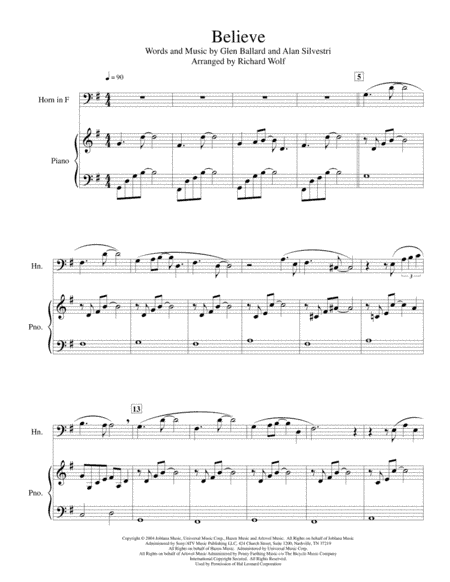 Believe (arr. Richard Wolf)
