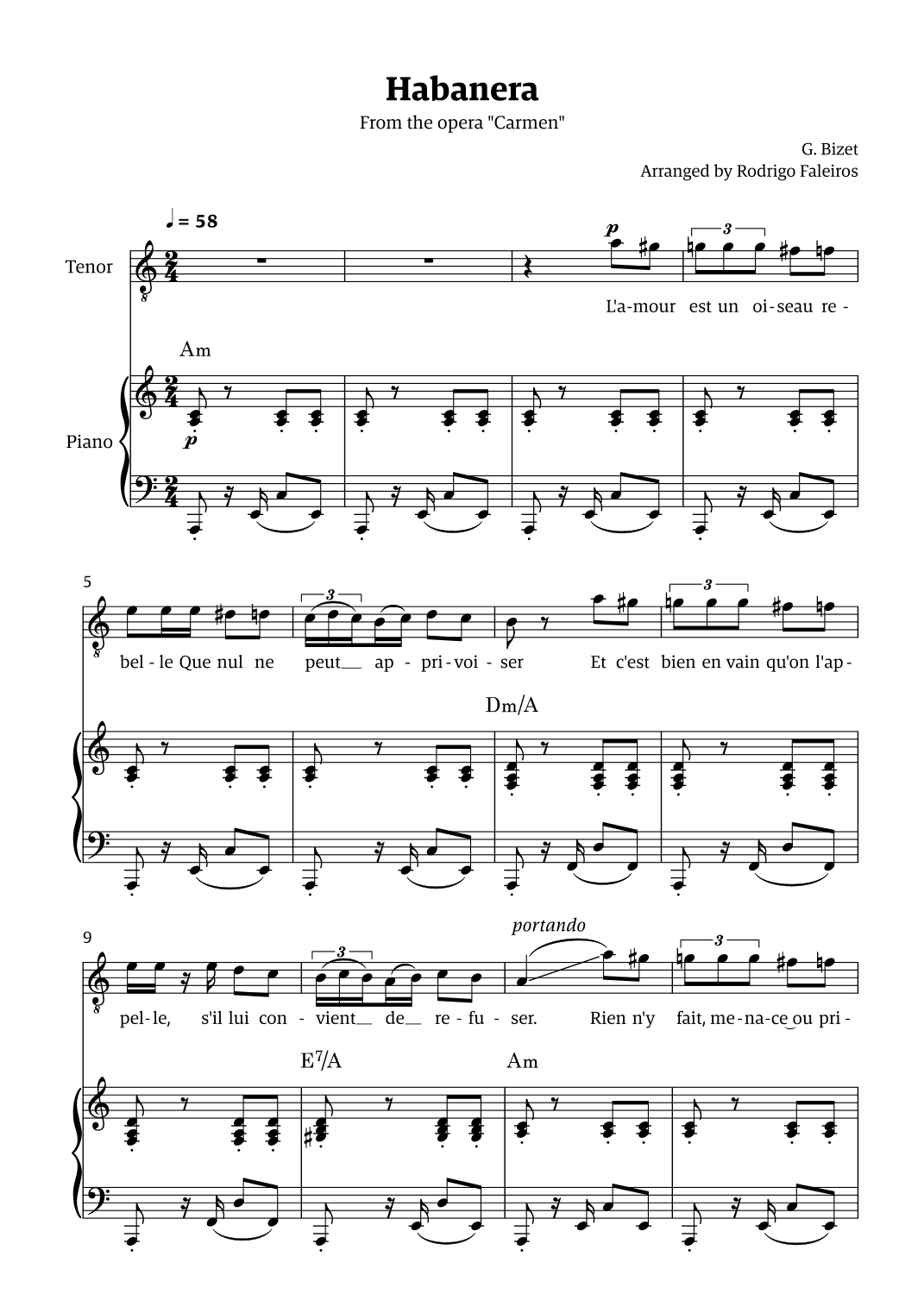 Habanera (for tenor - A minor/major) (arr. Rodrigo Faleiros)