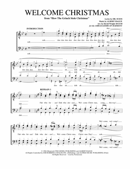 Welcome Christmas (arr. David Wright)