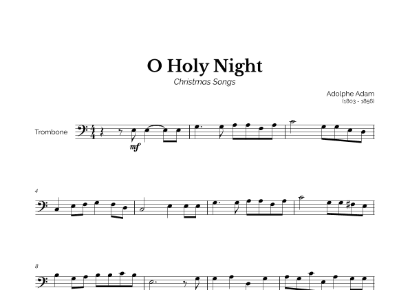 O Holy Night for Easy Trombone Solo (arr. Marcos Soares)