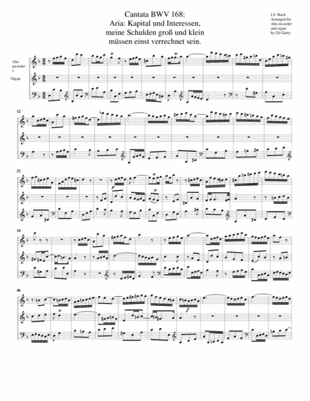 Aria: Kapital und Interessen, meine Schulden gro (arr. Gil Garty)