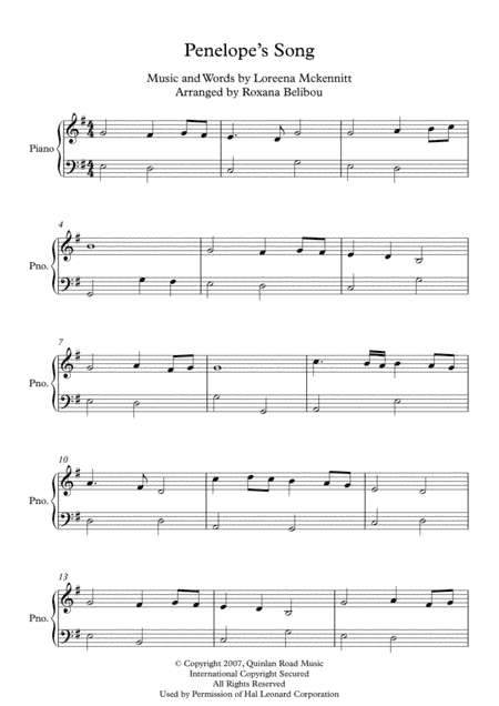 Penelope's Song (arr. Roxana Belibou)