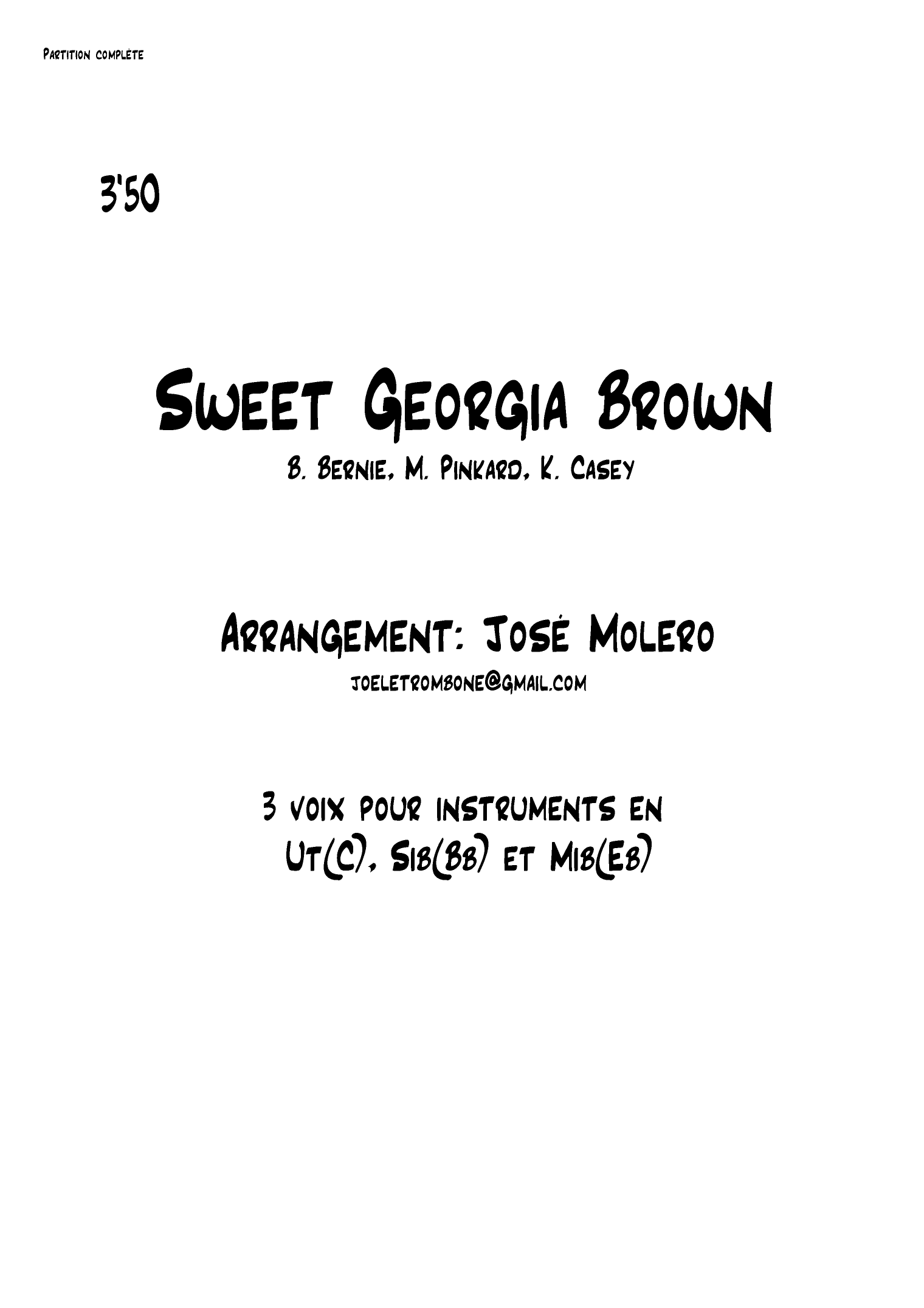 Sweet Georgia Brown (arr. Jose Molero)