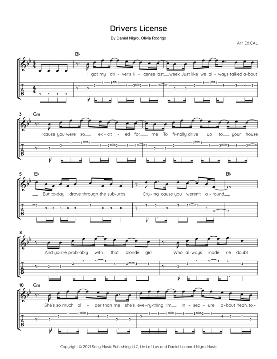 Drivers License (arr. Ed. CAL)