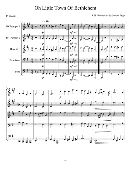 O Little Town Of Bethlehem (Brass Quintet) (arr. Joseph Pugh)