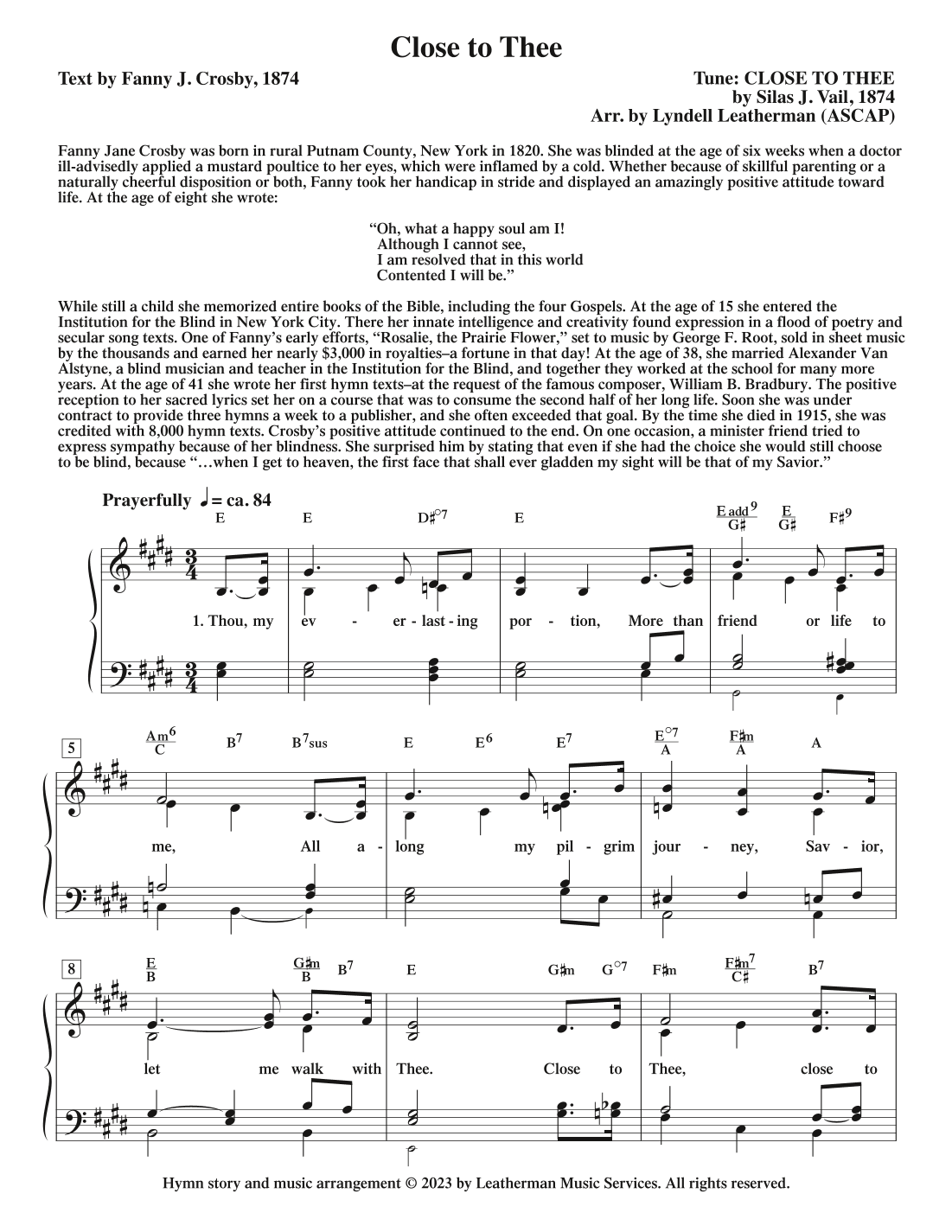 Close to Thee (arr. Lyndell Leatherman)