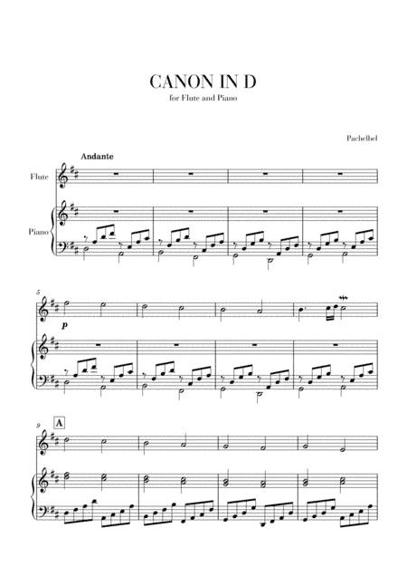 Canon in D for Flute and Piano (arr. Cadenza Editions)