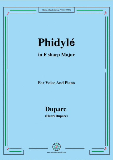 Duparc-Phidylé in F sharp Major,for Voice and Piano (arr. MSM)