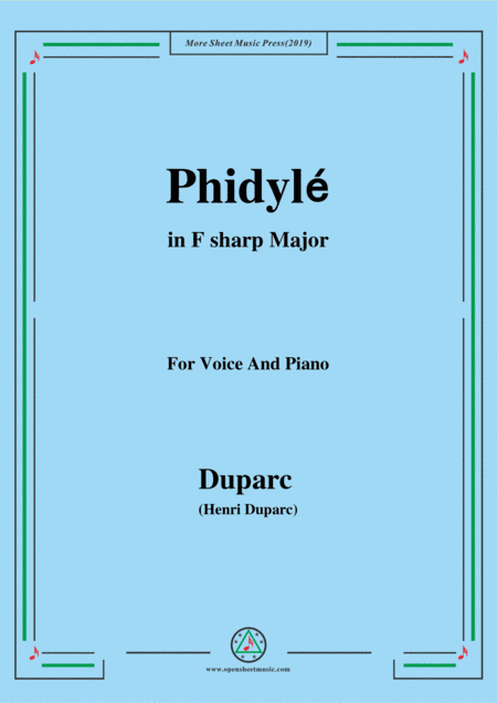 Duparc-Phidylé in F sharp Major,for Voice and Piano (arr. MSM)