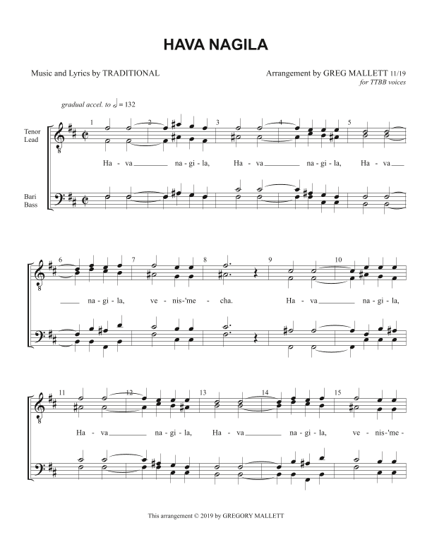 Hava Nagila (arr. Greg Mallett)