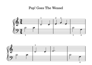 Pop! Goes The Weasel (for very early beginner piano student) (arr. Dennis Cheng)