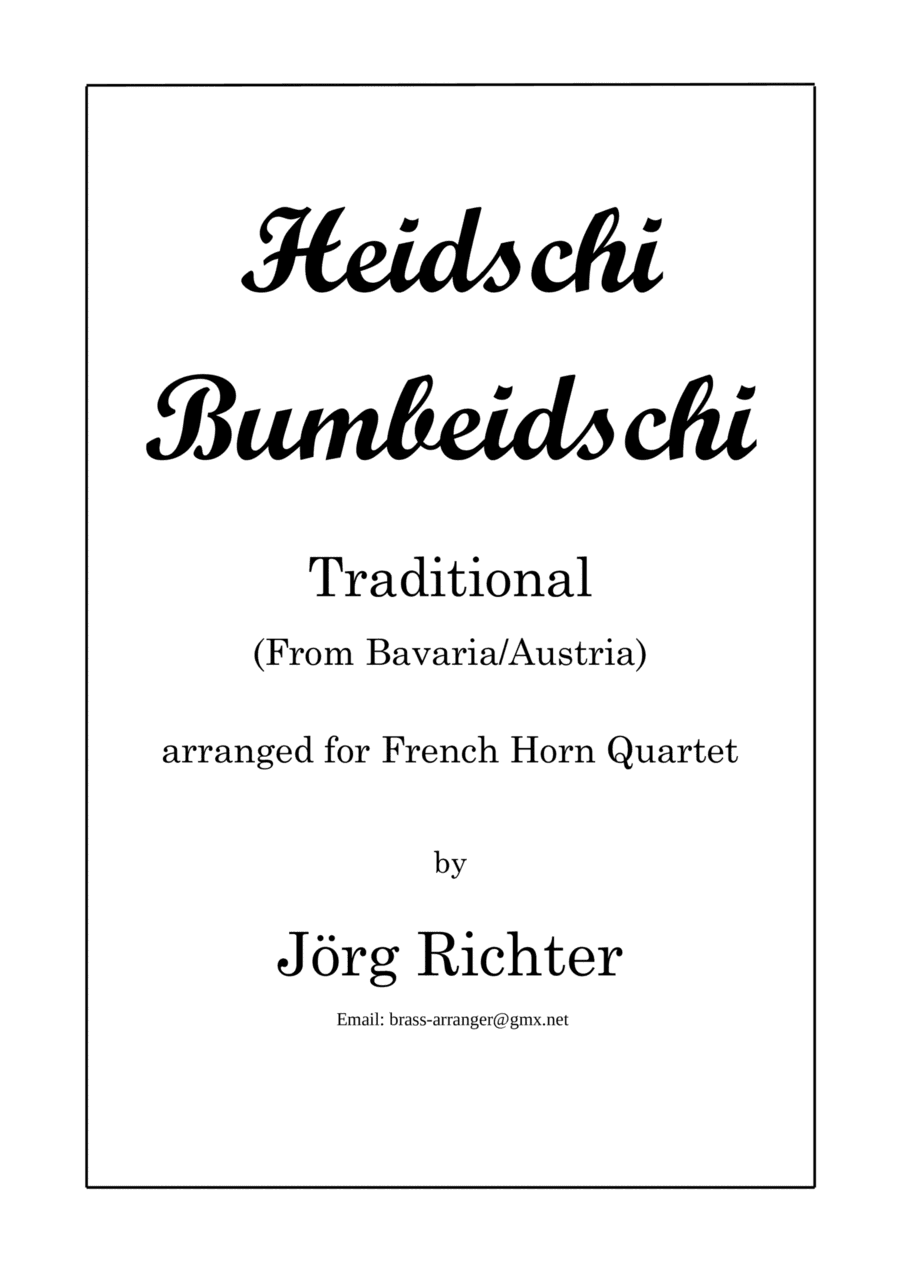Heidschi Bumbeidschi für Horn Quartett (arr. Jörg Richter)