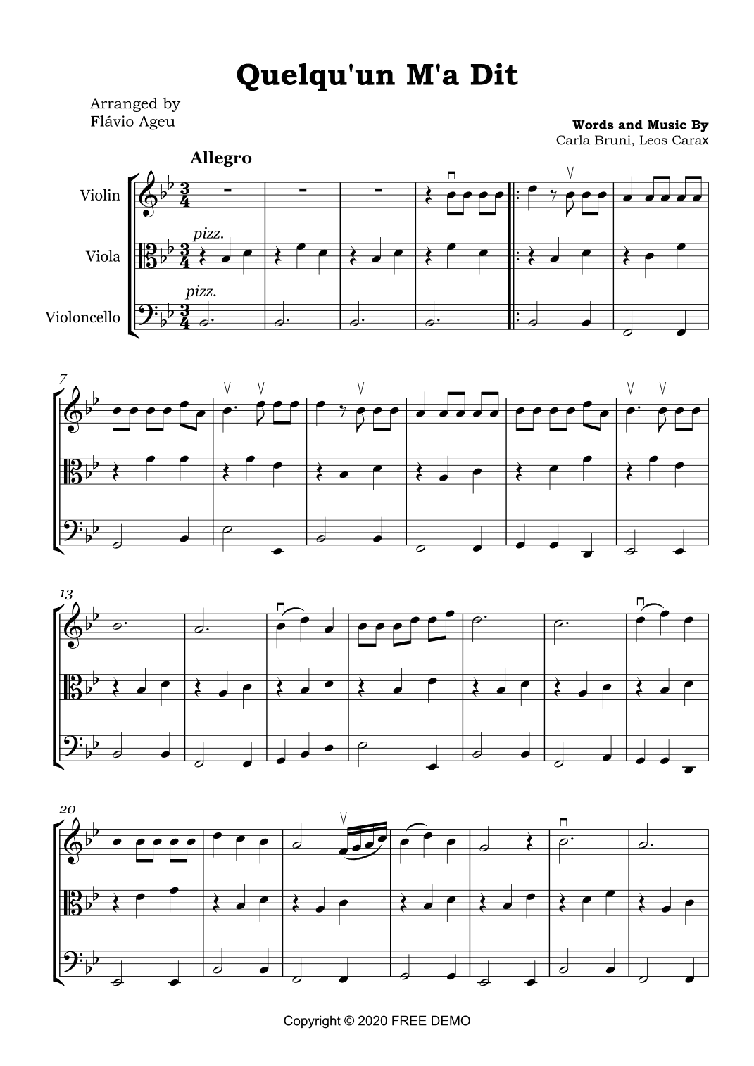 Quelqu'un M'a Dit (arr. Flávio Ageu)
