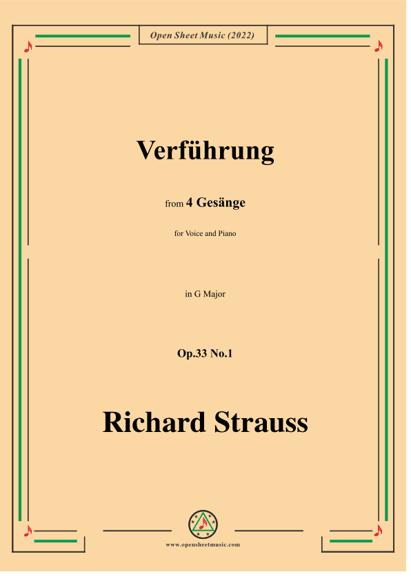 Richard Strauss-Verführung,in G Major,Op.33 No.1 (arr. OSM Press)