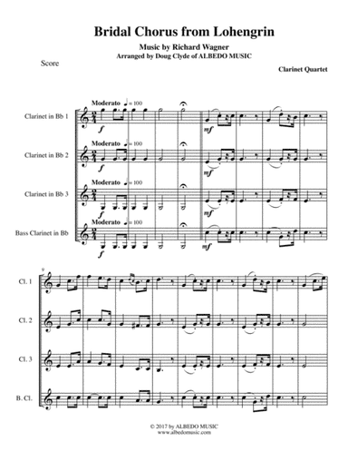 Wagner Bridal Chorus from Lohengrin for Clarinet Quartet (arr. Doug Clyde)