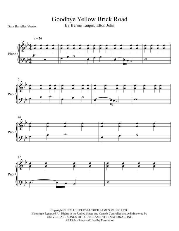 Goodbye Yellow Brick Road (arr. L.Padin)