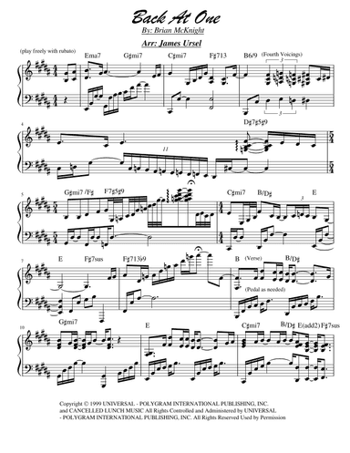 Back At One (arr. James Ursel)