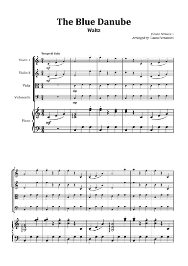 The Blue Danube - String Quartet with Piano (arr. Glauco Fernandes)