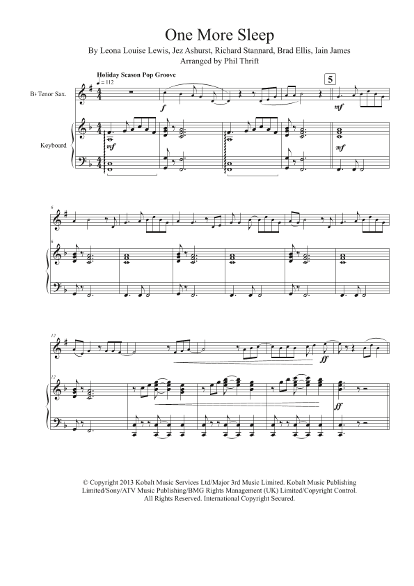 One More Sleep (arr. Phil Thrift)