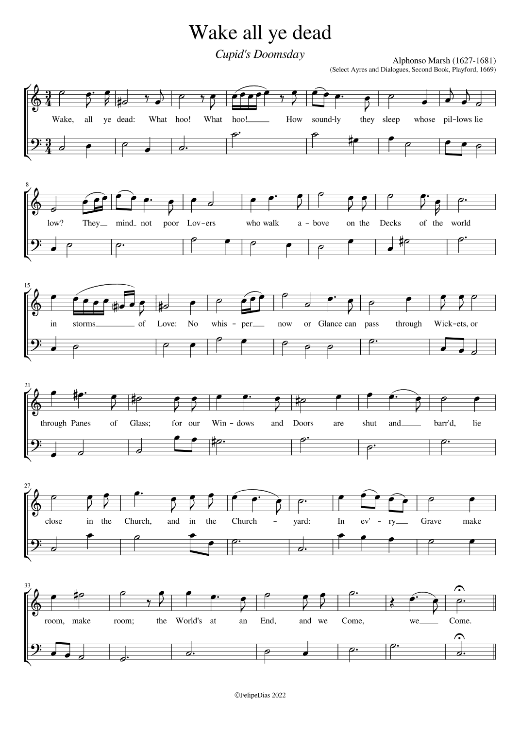 Wake all ye dead (Cupid's doomsday) (arr. Early Music Scores)