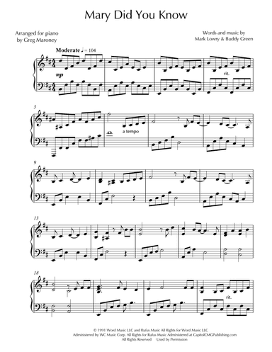 Mary, Did You Know? (arr. Greg Maroney)