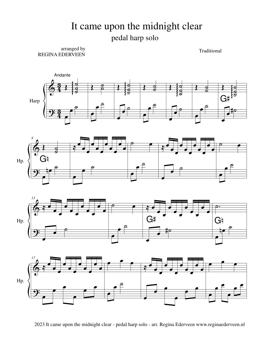 It came upon the Midnight clear - pedal harp solo