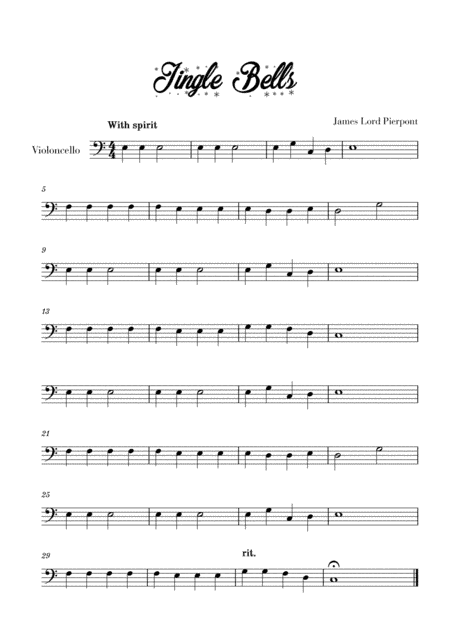 Jingle Bells - Easy/Beginner (for Cello) (arr. Cadenza Editions)