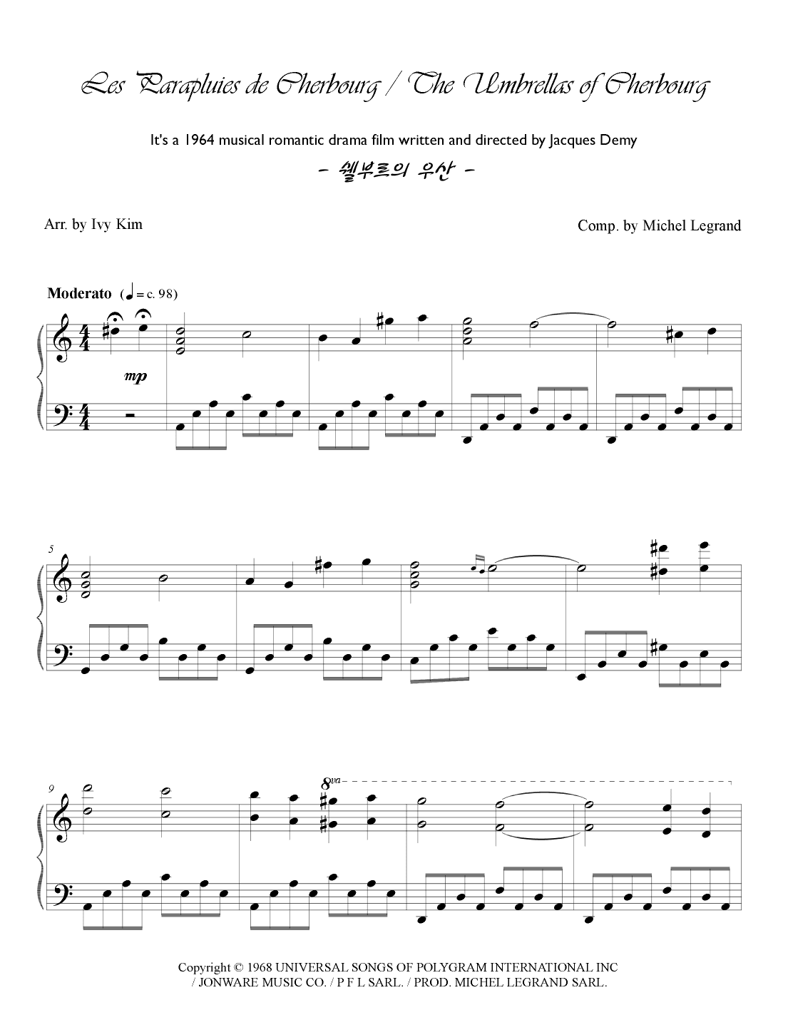 Umbrellas Of Cherbourg (arr. Ivy Kim)