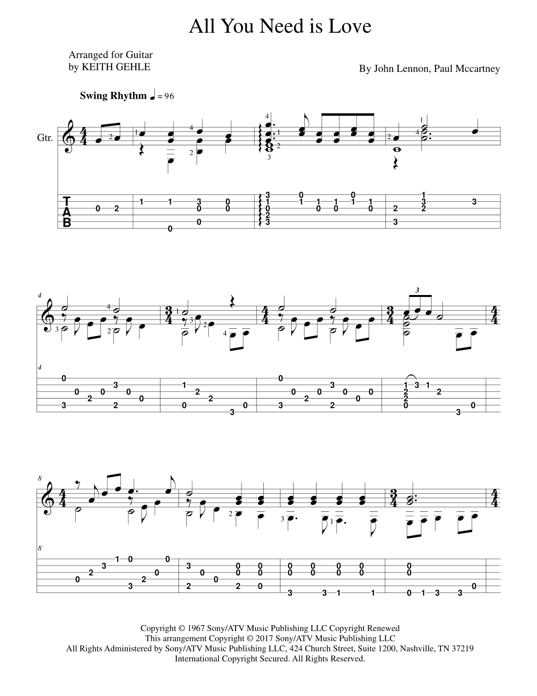 All You Need Is Love (arr. Keith W. Gehle)