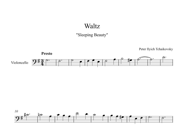 Waltz (Sleeping Beauty) - Peter Ilyich Tchaikovsky (Cello) (arr. Digital Book Music)