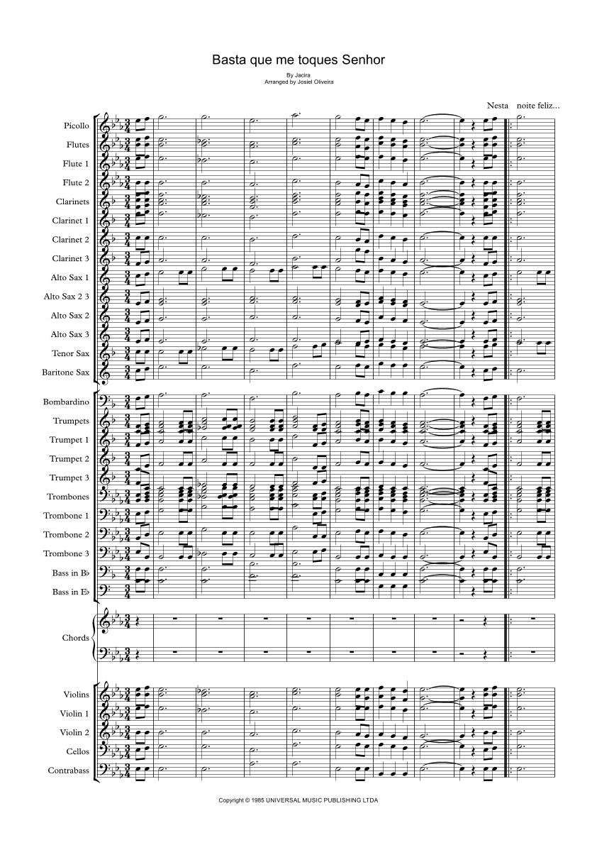 Basta Que Me Toques Senhor (arr. Josiel Oliveira)