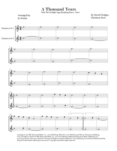 A Thousand Years (arr. Jo Araujo)