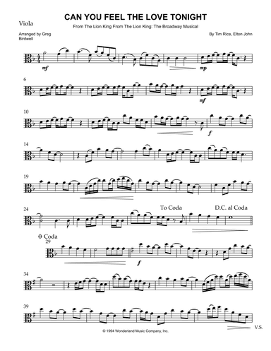 Can You Feel The Love Tonight (arr. Greg Birdwell)