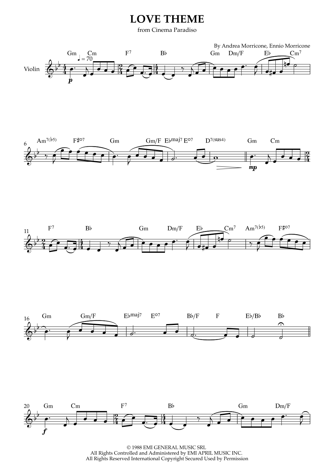 Love Theme (tema D'amore) (arr. Karen Gueiros)