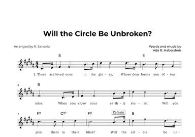 Will the Circle Be Unbroken (Key of B Major) (arr. R. Salvario)