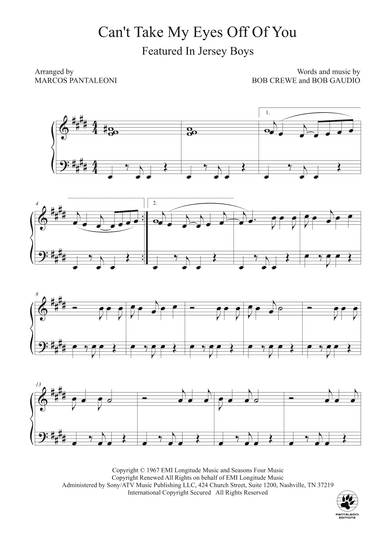 Can't Take My Eyes Off Of You (arr. Marcos Pantaleoni)