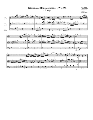 Trio sonata, HWV 395 (arrangement for 3 recorders) (arr. Gil Garty)