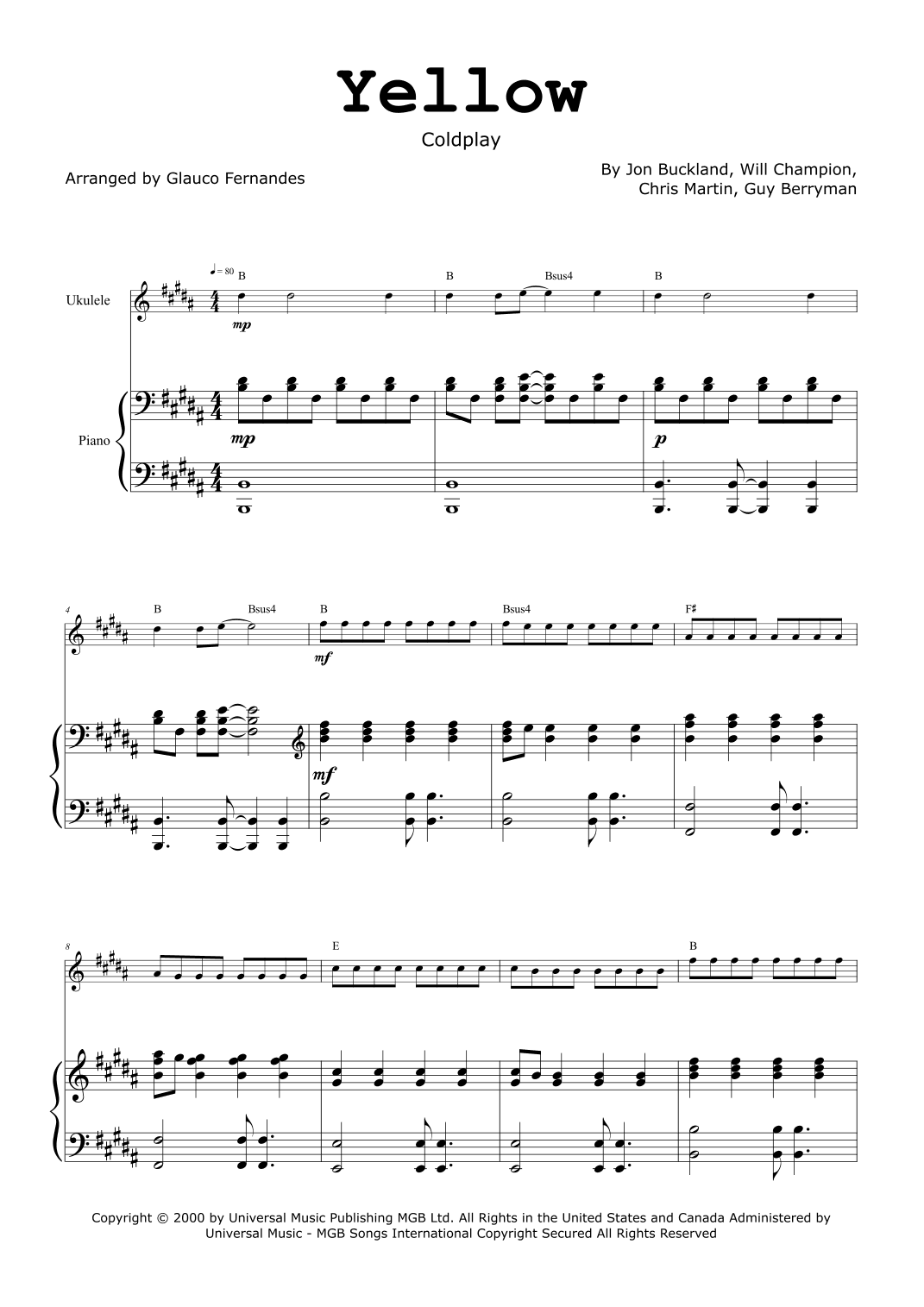 Yellow (arr. Glauco Fernandes)