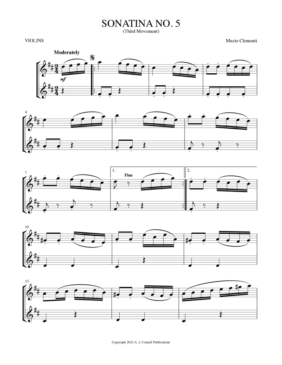 Sonatina No. 5 (Third Movement) (arr. Mark Phillips)