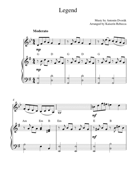 Legend (clarinet in A solo and piano accompaniment) (arr. Kaiserin Rebecca)