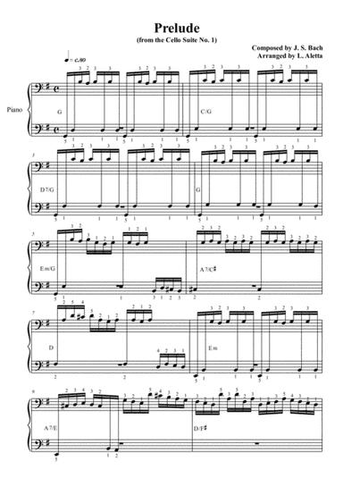 Prelude Cello Suite No. 1 (arr. Luca Aletta)