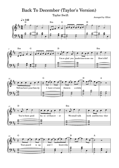 Back To December (arr. Elliot)
