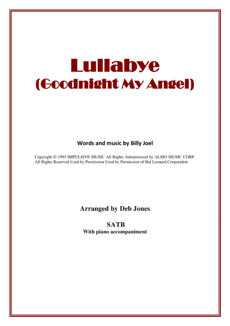 Lullabye (Goodnight, My Angel) (arr. Deb Jones)
