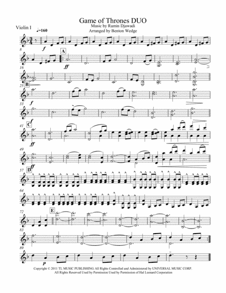 Game Of Thrones (arr. Benton Wedge)