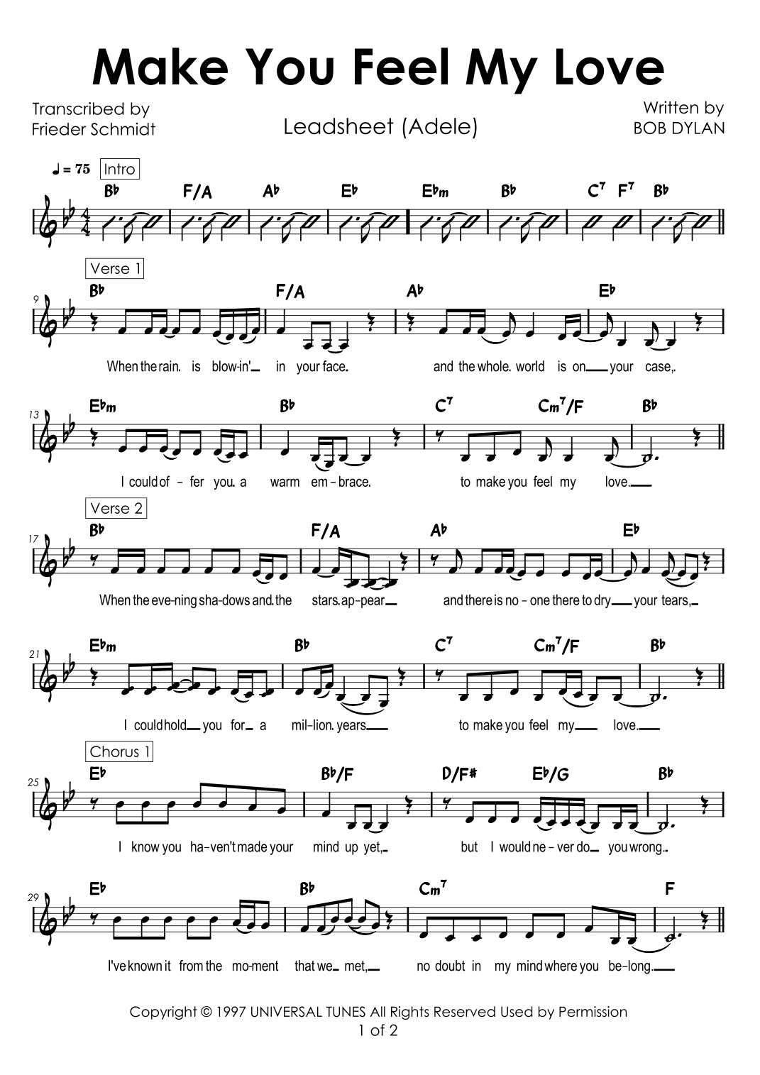 Make You Feel My Love (arr. Frieder Schmidt)