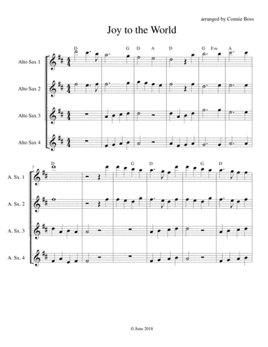 Joy to the World Alto Sax quartet (arr. Connie Boss)