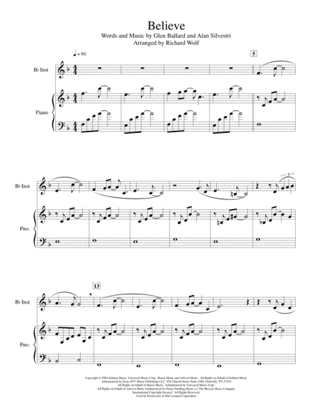 Believe (arr. Richard Wolf)