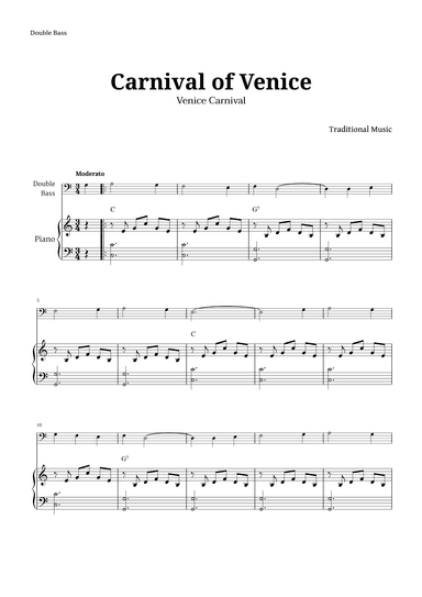 Carnival of Venice for Double Bass and Piano (arr. Langanho)