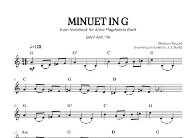 Petzold (Bach) Minuet in G BWV Anh 114 | french horn solo (with chords) (arr. Benzaiten Editions)